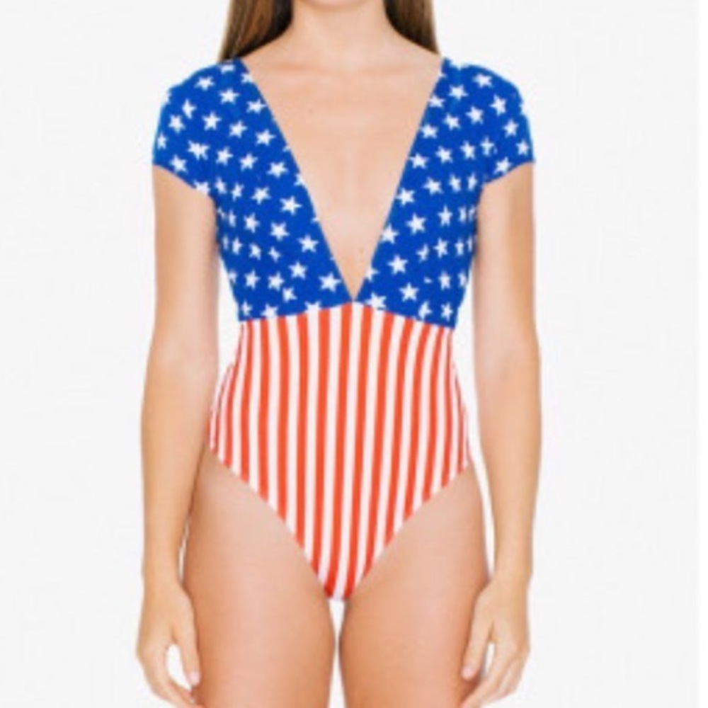 American Apparel Flag Thong Cotton Bodysuit